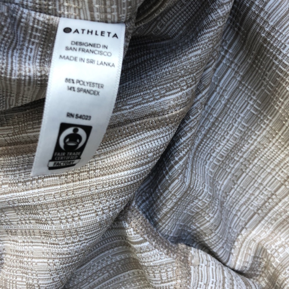 Athleta Leggings In a tan and white textured pattern. - Picture 8 of 13
